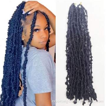 Butterfly Locs Crochet Braid Hair Goddess Water Wave Pre Looped Locs Synthetic Braiding Hair